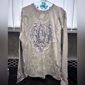 Y2K Vintage 90’s Dragonfly Rock N Roll Long Sleeve Shirt Size L